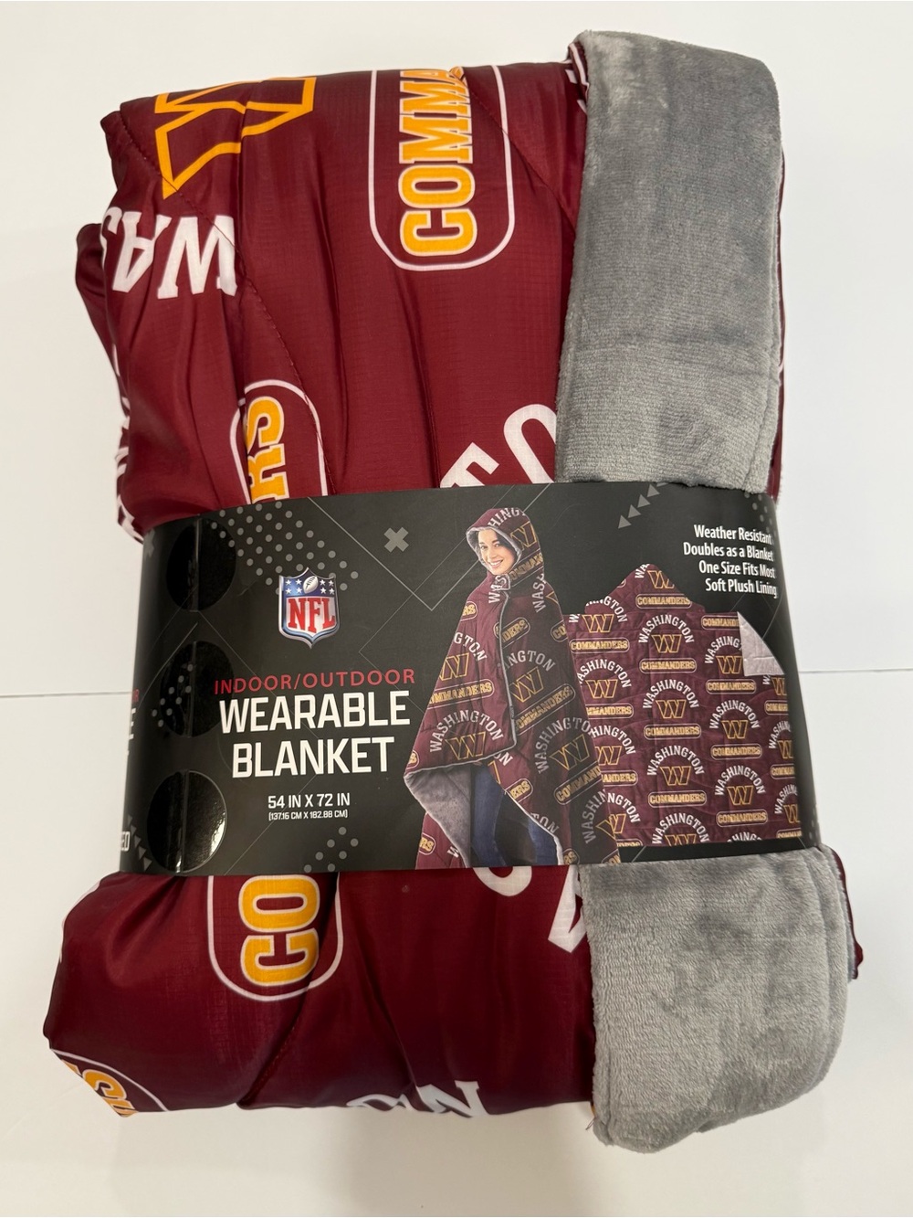 3 NFL Washington Football Team Maroon and Gray Wearable Blanket